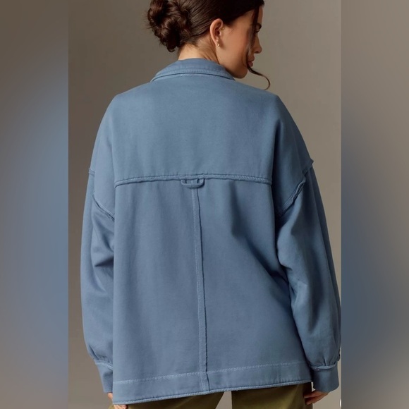 Anthropologie Pilcro Blue Microfleece Button Front Jacket - Picture 3 of 9